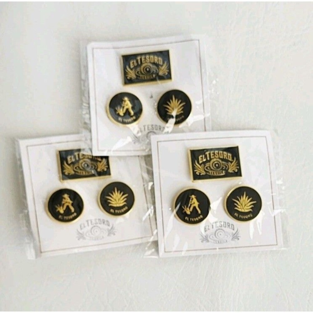 El Tesoro Tequila Gold Enamel Lapel Hat Pin Set *BRAND NEW* Lot Of 4 Sets